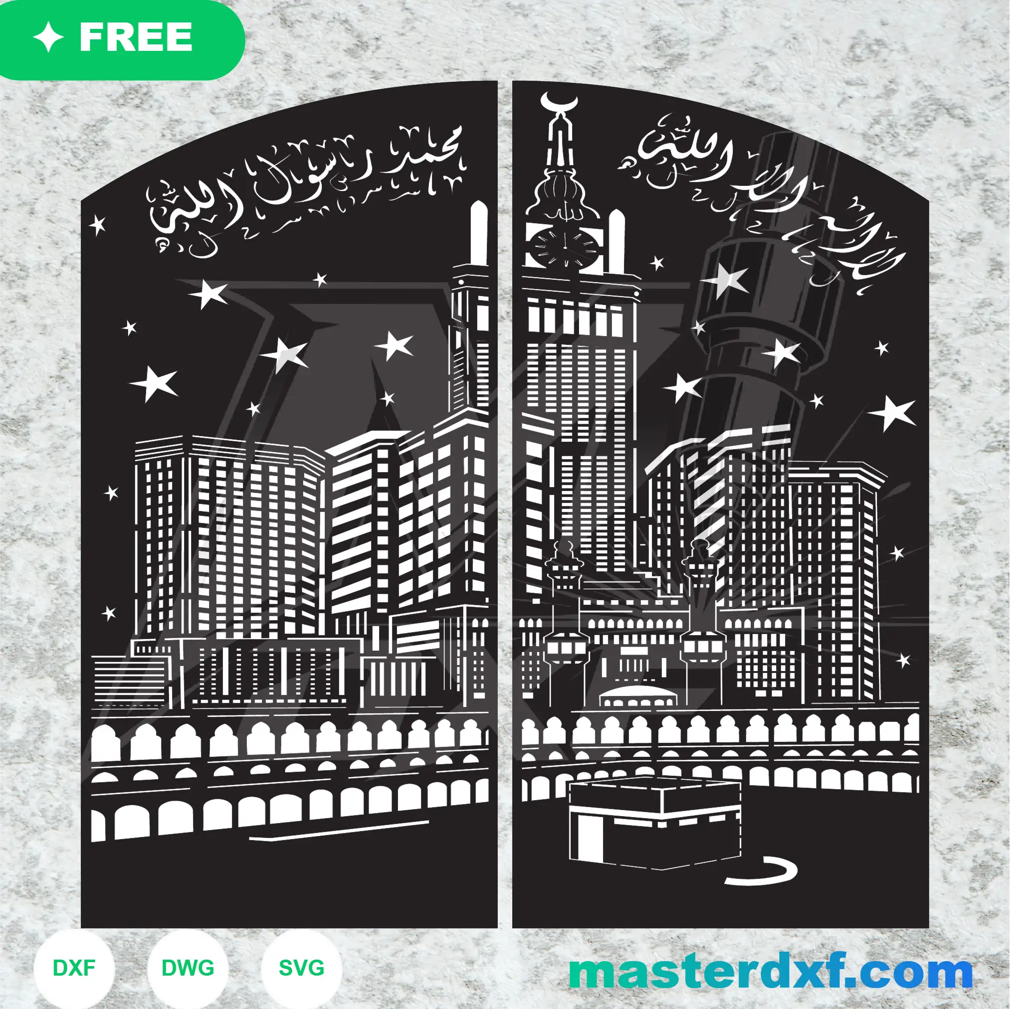 Modern Arched Grid Gate with Greek Key Accent Design DXF File